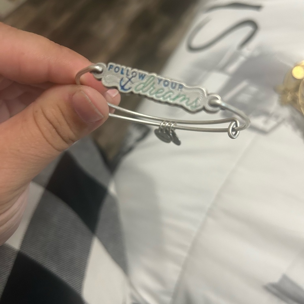 Alex and Ani Silver Bracelet with Blue Accents